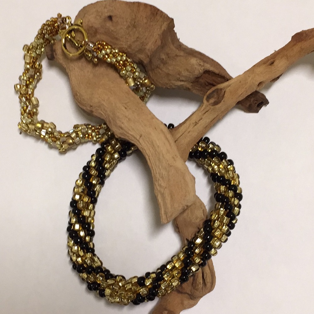 Homemade crochet beaded bracelets